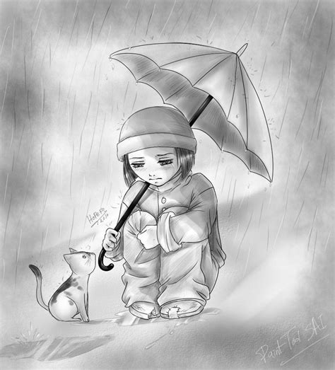 Sad Alone Boy Drawing