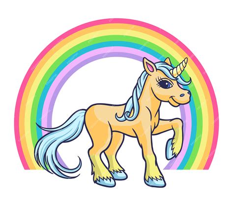 Premium Vector Unicorn Cartoon Character And Rainbow