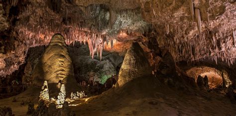 Nature Landscape Carlsbad Cave New Mexico Stalactites Erosion Lights