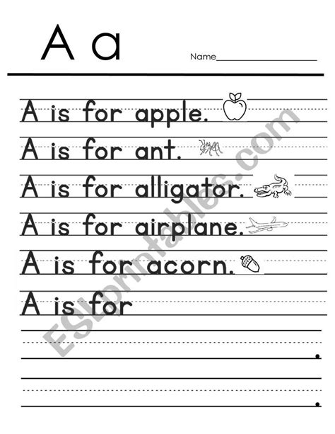 A Is For Esl Worksheet By Maryannbrooks