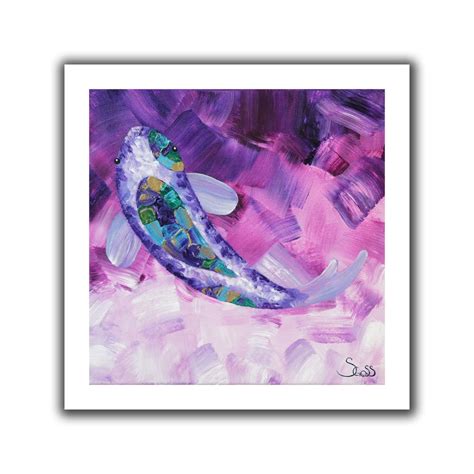 Artwall Shiela Gosselin Purple Koi Unwrapped Flat Canvas Artwork 28