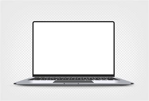 Modern Thin Frame Laptop Computer Vector 3d Mockup With Shadow Isolated
