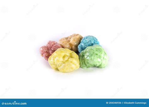 Circle Of Multiple Colors Of Chewed Bubble Gum Side View Stock Photo