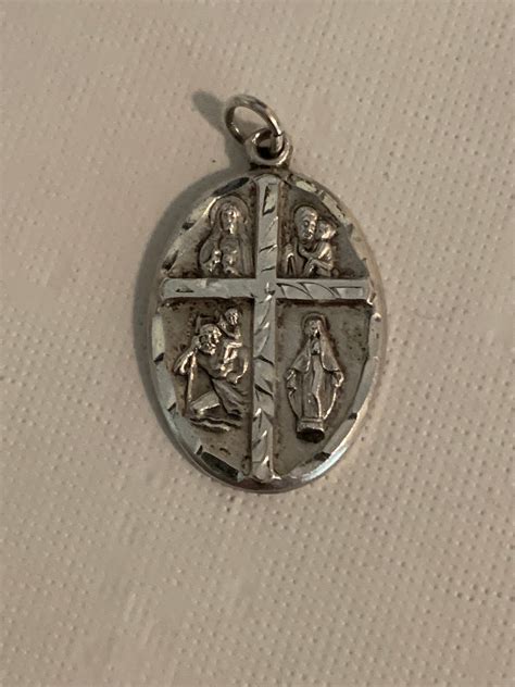 sterling silver 4 way religious medal vintage sterling silver i am a catholic religious medal