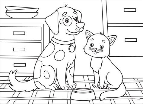 Dibujos Para Colorear De Perros Y Gatos Juntos Para Colorear Images