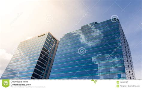 Exterior Glass Office Building With Sky And Cloud Stock Image Image