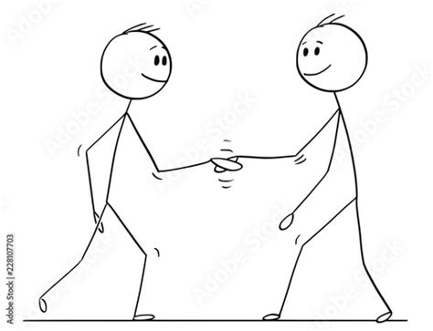Cartoon Stick Drawing Conceptual Illustration Of Two Men Or Businessmen