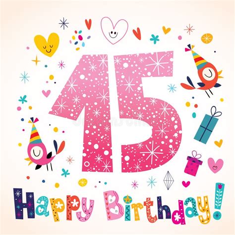 Happy Birthday 15 Years Greeting Card Stock Vector Illustration Of