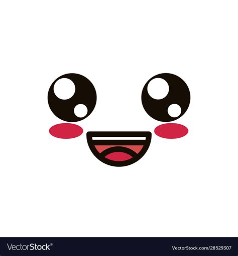 Kawaii Cute Face Expression Eyes And Mouth Laugh Vector Image