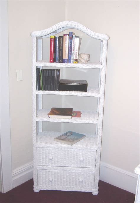 Tall chest made of wicker. Elana Grand Wicker Bookcase #white #wicker #furniture ...