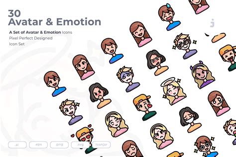 30 Avatar And Emoji Icon Set Outline Icons ~ Creative Market
