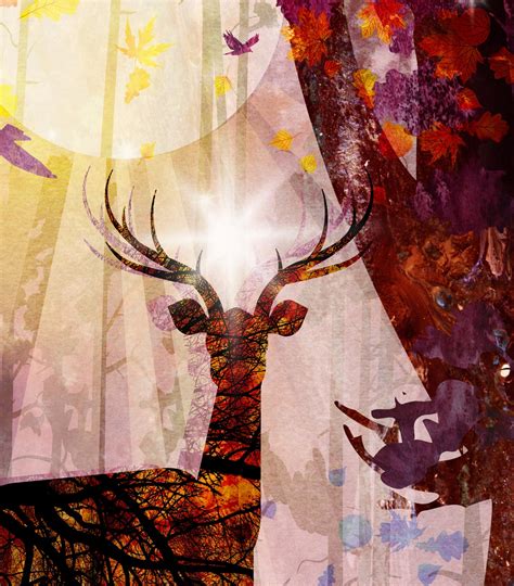 Fairy Deer In The Forest Deer Deer Painting Magic Forest Etsy