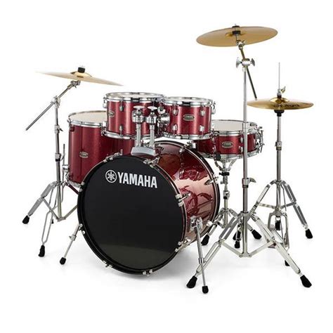 Yamaha Rydeen Piece Acoustic Drum Set Burgundy Red Package With