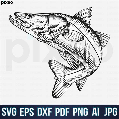 Art And Collectibles Prints Snook Vector Snook Cut File Snook Fish Svg