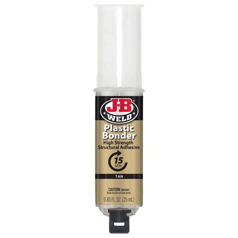 J B Weld Plastic Bonder High Strength Epoxy Syringe Tan 25 Ml