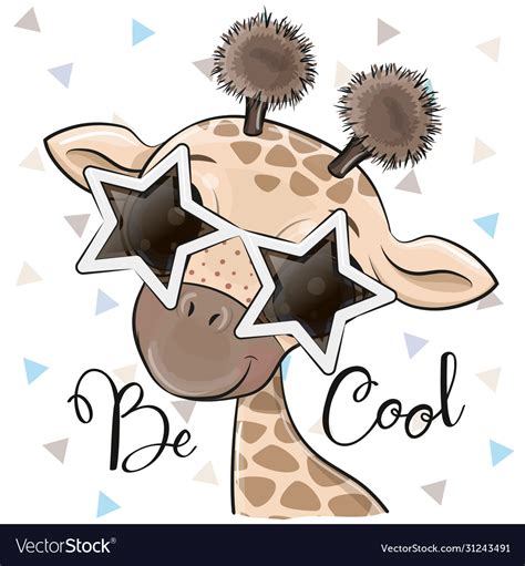 Cool Giraffe With Sun Glasses In Shape Royalty Free Vector