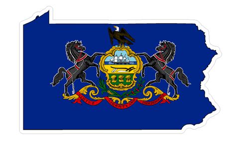 Pennsylvania State Q39 Shape Flag Vinyl Decal Sticker Cartruck