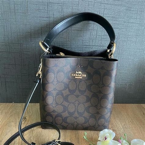 Coach 2312 Small Town Bucket Bag In Brown Signature Coated Canvas