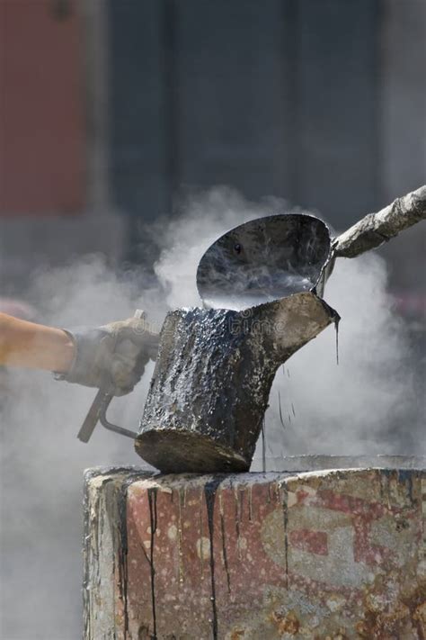 Pouring Steamy Tar Stock Photo Image Of Pavement Fuming 5847848