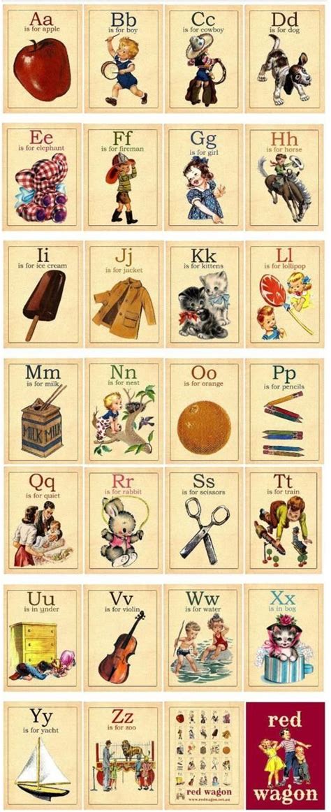 Free Printable Vintage Alphabet Cards

