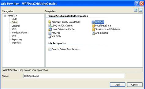 Show Data In Wpf Datagrid Using Dataset Data Template