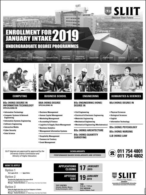 Enrollment For January Intake 2019 English Sliit