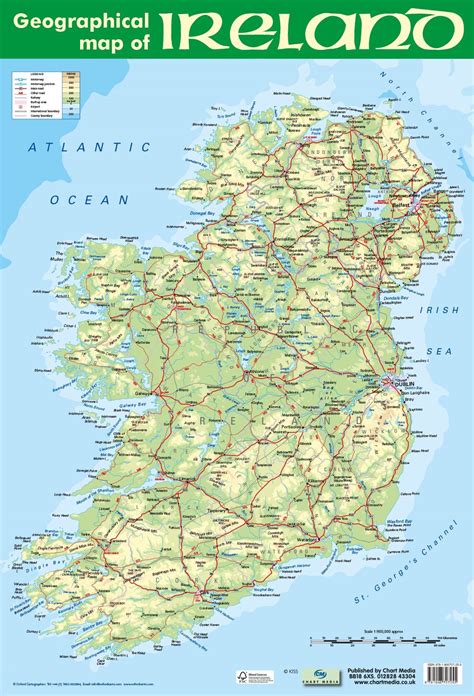 Poster 60cm X 40cm Geographical Map Of Ireland Schoolquipie