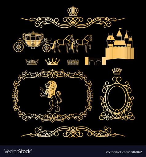 Golden Vintage Royal Elements Royalty Free Vector Image