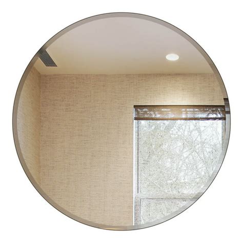 30 Inch Round Beveled Polished Frameless Wall Mirror With Hooks