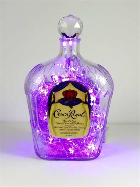 Upcycled Crown Royal Mood Therapy Liquor Bottle Light With Purple Leds