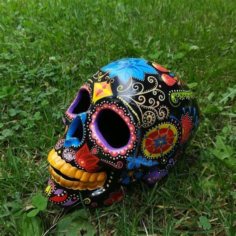 One Of A Kind Custom Painted Day Of The Dead Skull Made To Order