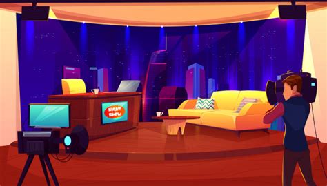 Busca a nuestros presentadores y encuentra tus programas favoritos en cuatro.com. Estúdio de televisão com câmera, luzes, mesa para ...