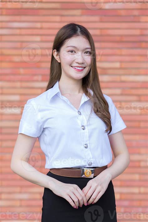 Portrait Of An Adult Thai Student In University Student Uniform Asian