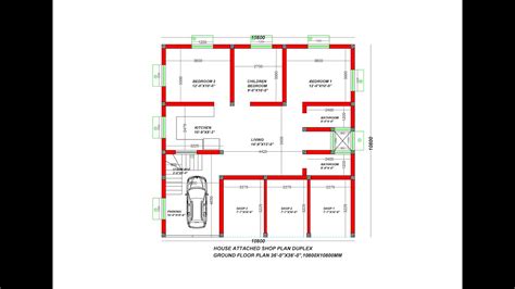 36x36 House Plan Shop Ke Sath36x36 House Design 36x36 Shop Plan With