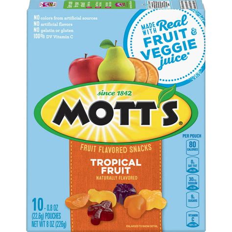 Motts Gluten Free Tropical Fruit Snacks 10 Ct 8 Oz