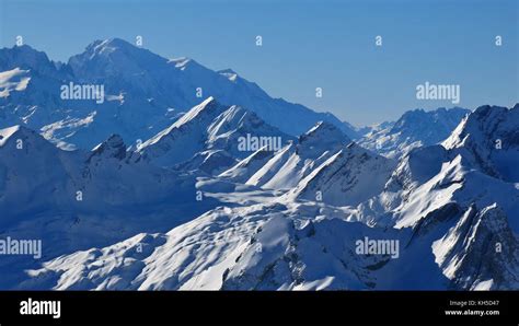 Mont Blanc Seen From The Diablerets Glacier Switzerland Stock Photo