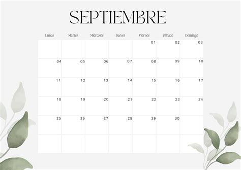 Calendario Mensual Año 2023 Botánico Acuarelas Elegante Minimalista