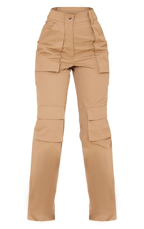 Brown Twill Pocket High Waist Cargo Trousers Prettylittlething Aus