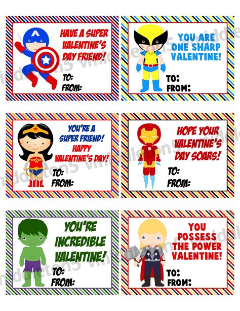 Super Hero Valentines Day Cards Print Your Own Etsy Valentine Day