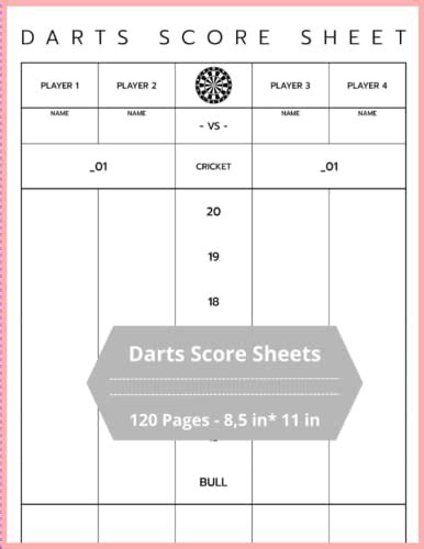 Dart Score Sheets Simple Score Cards For Dart Score Players