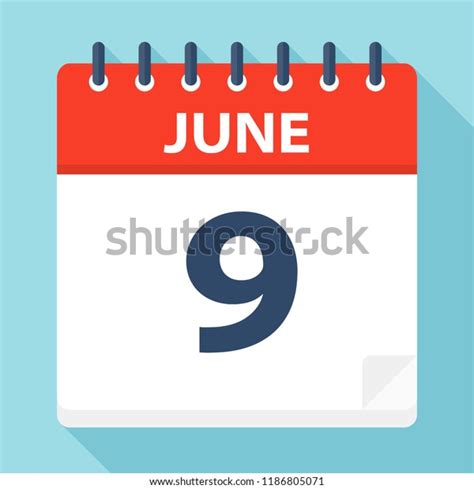 June 9 Calendar Icon Vector Illustration Stock Vector Royalty Free