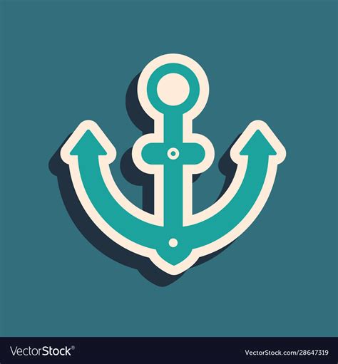 Green Anchor Icon Isolated On Blue Background Vector Image