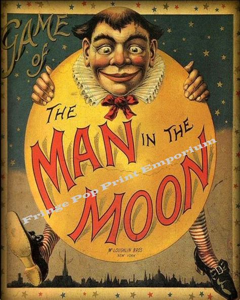 Victorian Man In The Moon Art Print 8 X 10 Vintage Etsy