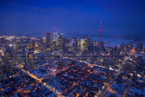 Aerial Photo Toronto City Skyline At Night