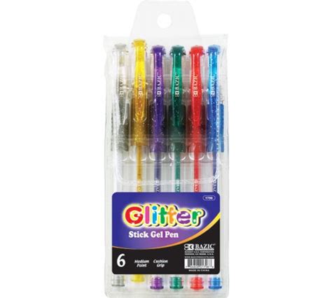Purchase Bazic Glitter Color Gel Pen W Cushion Grip 6pack Assorted