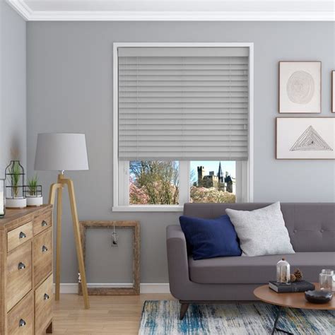 Real Wood Grey Pearl Living Room Blinds Grey Walls Venetian Blinds