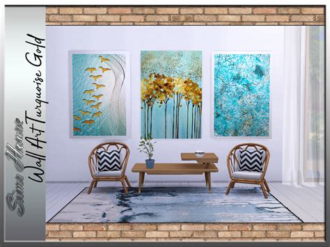 The Sims Resource Wall Art Turquoise Gold
