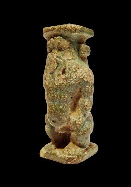 Oud Egyptisch Faience Groot Amulet Van De God Bes 4 1 Cm Late