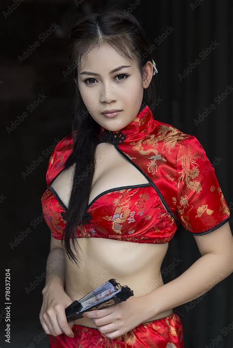 Sexy Chinese Woman Red Dress Traditional Cheongsam Stock Photo Adobe