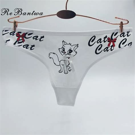 Rebantwa Lady Thongs Cartoon Sexy Underwear Women Cotton Cute T Panties Girls G String Womens